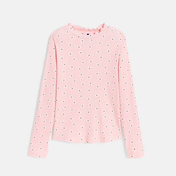 تيشيرت مطبوع مضلع أبيض للبنات